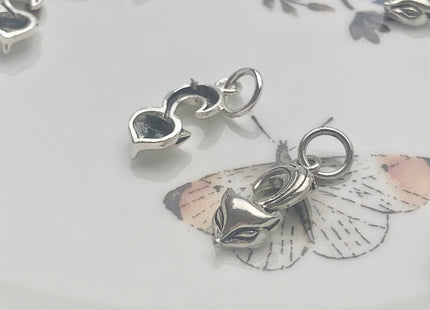 One Piece 8x18 mm 925 Sterling Silver Fox Pendant Findings Fox Antique Bali Design Sterling Silver Pendant #10164