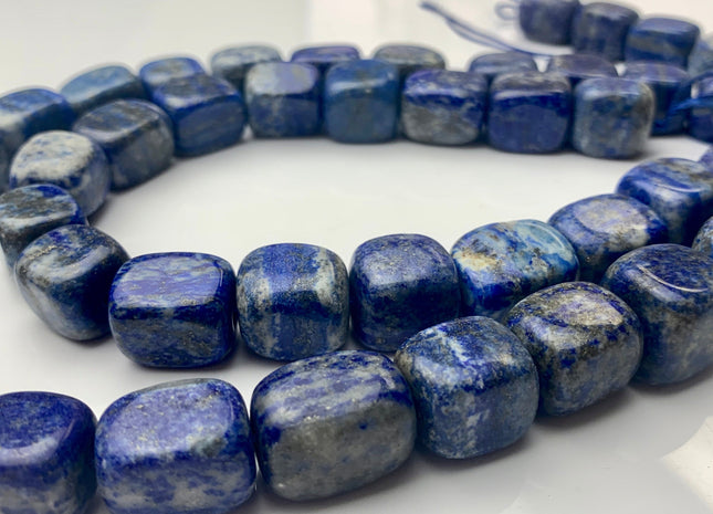 13-14x18 mm Natural Blue Lapis Gemstone Beads Genuine Natural Organic Rock Large Dice Shape Blue Lapis Beads 24 Pieces #3572