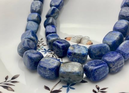13-14x18 mm Natural Blue Lapis Gemstone Beads Genuine Natural Organic Rock Large Dice Shape Blue Lapis Beads 24 Pieces #3572