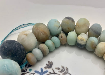 6x10-15x20 mm Natural Smooth Rondelle Multi Color Matte Amazonite Beads Natural Green Graduated Jumbo Amazonite 16 Inches 43 Pieces #3573