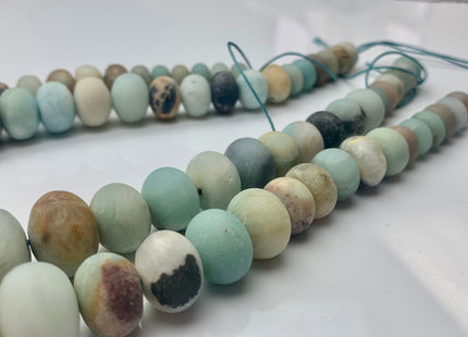 6x10-15x20 mm Natural Smooth Rondelle Multi Color Matte Amazonite Beads Natural Green Graduated Jumbo Amazonite 16 Inches 43 Pieces #3573
