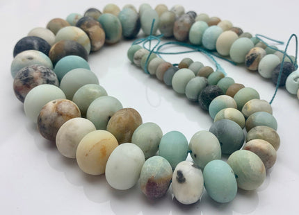 6x10-15x20 mm Natural Smooth Rondelle Multi Color Matte Amazonite Beads Natural Green Graduated Jumbo Amazonite 16 Inches 43 Pieces #3573