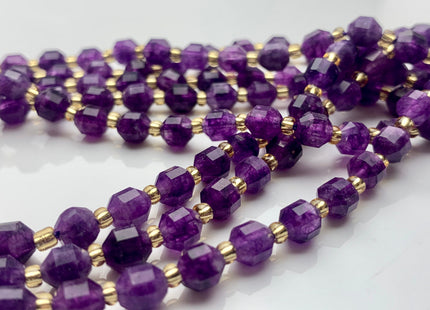 5x6mm Faceted Energy Prism Cut Amethyst Gemstone Genuine Double Terminated Points Natural Purple Amethyst Beads 15.5 Inches 48 Pieces #3645