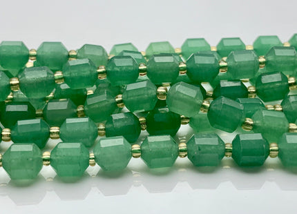 5x6mm 7x8mm Faceted Energy Prism Cut Green Aventurine Gemstone Beads Double Point Beads 15.5 Inches #3648