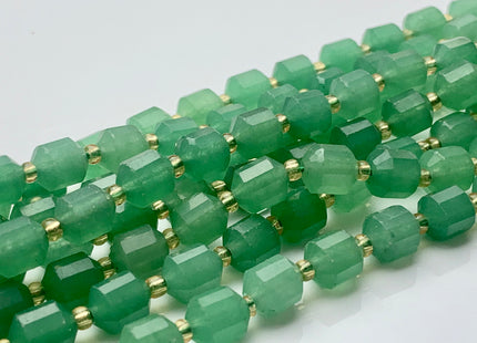 5x6mm 7x8mm Faceted Energy Prism Cut Green Aventurine Gemstone Beads Double Point Beads 15.5 Inches #3648