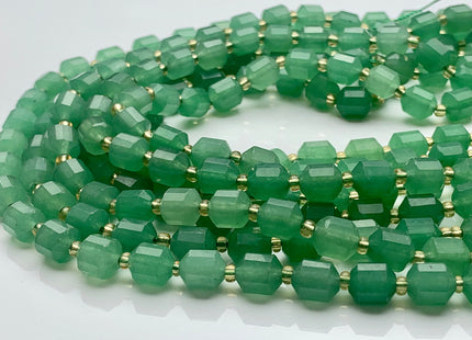 5x6mm 7x8mm Faceted Energy Prism Cut Green Aventurine Gemstone Beads Double Point Beads 15.5 Inches #3648