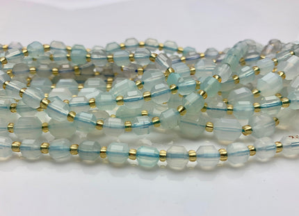 5x6mm 7x8mm AAA Faceted Energy Prism Cut Blue Chalcedony Gemstone Genuine Double Terminated Points Aqua Blue Lace Agate Beads #3628