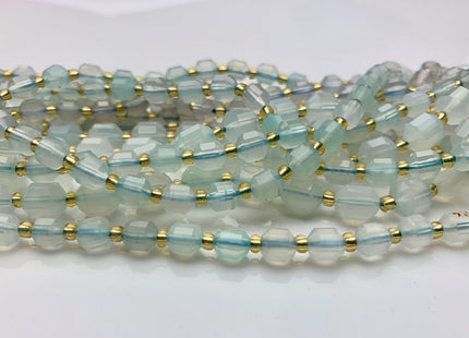 5x6mm 7x8mm AAA Faceted Energy Prism Cut Blue Chalcedony Gemstone Genuine Double Terminated Points Aqua Blue Lace Agate Beads #3628