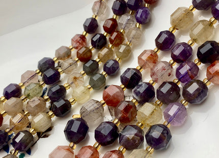 7x8mm 9x10mm Half Strand Faceted Energy Prism Cut Auralite 23 Gemstone Genuine Double Terminated Points Natural Cacoxenite Beads #3593