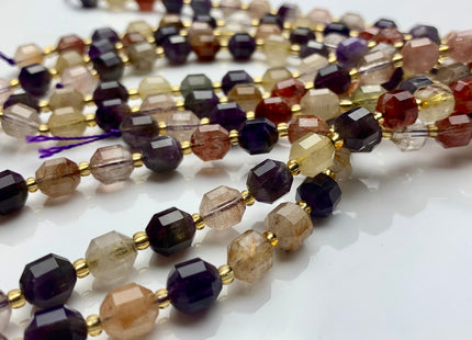 7x8mm 9x10mm Half Strand Faceted Energy Prism Cut Auralite 23 Gemstone Genuine Double Terminated Points Natural Cacoxenite Beads #3593