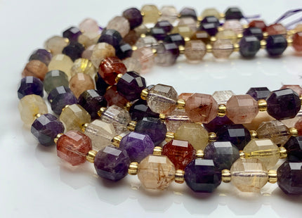7x8mm 9x10mm Half Strand Faceted Energy Prism Cut Auralite 23 Gemstone Genuine Double Terminated Points Natural Cacoxenite Beads #3593
