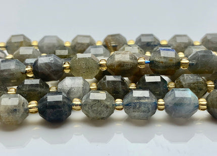 7x8mm Faceted Energy Prism Cut Labradorite Gemstone Genuine Double Terminated Points Gray Labradorite Beads 39 Pieces #3657