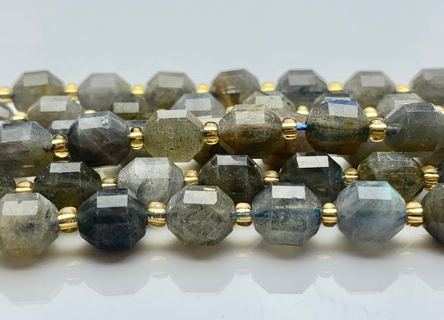 7x8mm Faceted Energy Prism Cut Labradorite Gemstone Genuine Double Terminated Points Gray Labradorite Beads 39 Pieces #3657