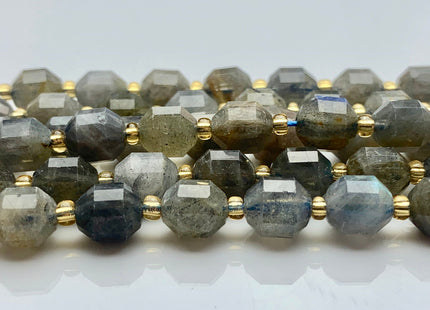 7x8mm Faceted Energy Prism Cut Labradorite Gemstone Genuine Double Terminated Points Gray Labradorite Beads 39 Pieces #3657