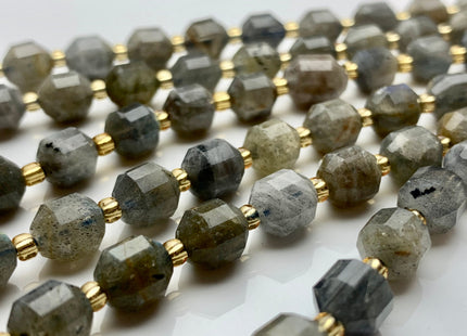 7x8mm Faceted Energy Prism Cut Labradorite Gemstone Genuine Double Terminated Points Gray Labradorite Beads 39 Pieces #3657