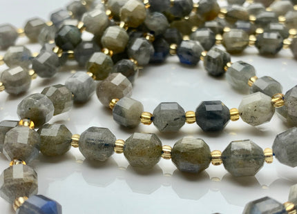 7x8mm Faceted Energy Prism Cut Labradorite Gemstone Genuine Double Terminated Points Gray Labradorite Beads 39 Pieces #3657