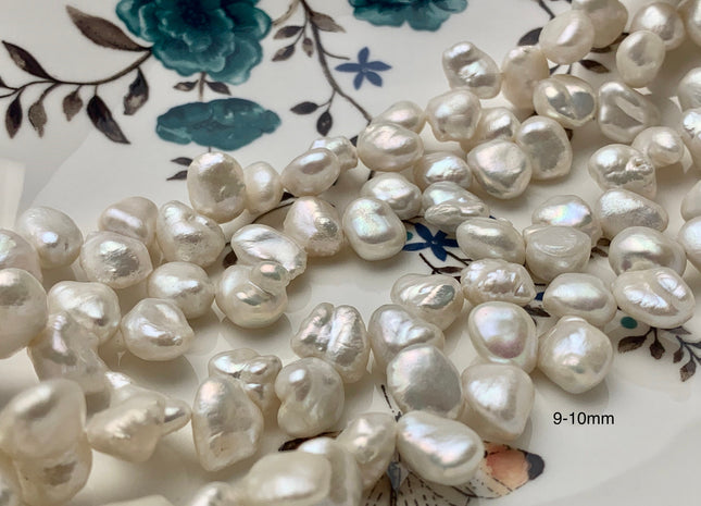 7-9x9-12mm AAA Natural White Top Drilled Keshi Nugget Freshwater Pearl Genuine Dancing White High Luster Keshi Pearl Beads #P1468