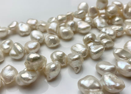 7-9x9-12mm AAA Natural White Top Drilled Keshi Nugget Freshwater Pearl Genuine Dancing White High Luster Keshi Pearl Beads #P1468