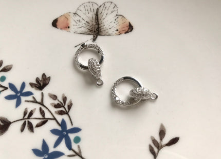 11x15mm 925 Sterling Silver/Gold Antique Round Shape Clasp w/CZ DIY Jewelry #10107