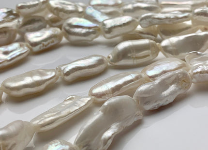 10-12x20-22 mm AAA Half Strand Large Hole White Biwa Stick Freshwater Pearl Beads Hole Size 2.2 mm Genuine Jumbo Biwa Stick #717