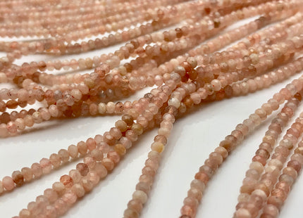 2x3mm 3x4mm 4x6mm Natural Color Faceted Rondelle Peach Moonstone Gemstone Bead Quality Micro Faceted Multi Peach Moonstone Loose Beads #2425