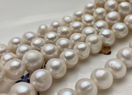 11-12 mm Natural White Potato Ringed Freshwater Pearl Beads Genuine Natural Pearl Beads Cultured Freshwater Pearls 38 Pieces #P1472