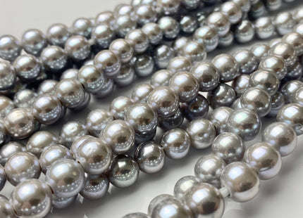 8 mm AAA Extra Shiny Gray Color Perfect Round Freshwater Pearls Bridal Beads 1.2mm 1.5mm 2.1mm Large Hole High Luster 52 Pieces #P1479