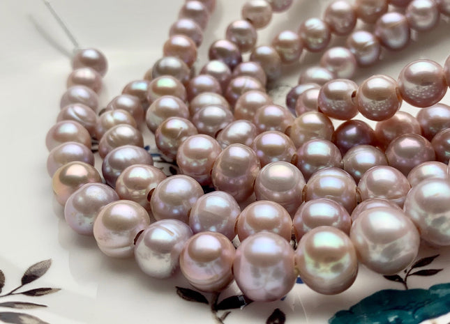 10 mm AAA Half Strand Large Hole Natural Mauve Pink Round Freshwater Pearl Beads 3.0 mm Hole Genuine Freshwater Pearls 22 Beads #P1475