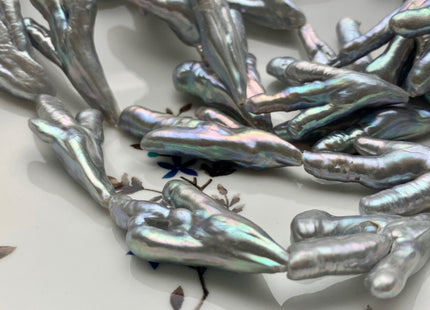 AAA Rare Chicken Feet Shape Genuine Freshwater Pearl Beads Gray Color, High Luster Limited Edition Biwa Pearl Beads 10-12 Pieces #P1476