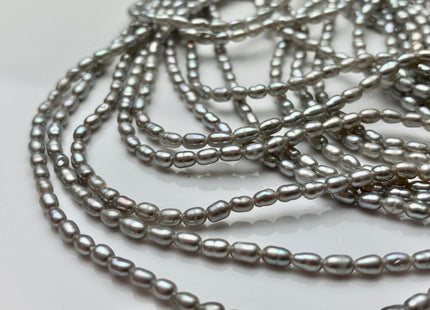2.5x4 mm AA Gray Rice Tiny Seed Freshwater Pearls High Luster Very Rare Genuine Gray Natural Rice Freshwater Pearls 82-100 Beads #P1481