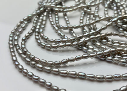 2.5x4 mm AA Gray Rice Tiny Seed Freshwater Pearls High Luster Very Rare Genuine Gray Natural Rice Freshwater Pearls 82-100 Beads #P1481
