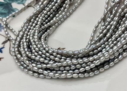 2.5x4 mm AA Gray Rice Tiny Seed Freshwater Pearls High Luster Very Rare Genuine Gray Natural Rice Freshwater Pearls 82-100 Beads #P1481