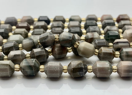 7x8mm Faceted Energy Prism Cut Coffee Jasper Gemstone Genuine Double Terminated Points Gray Brown Color Jasper Beads 40 Pieces #3654