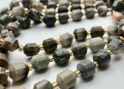 7x8mm Faceted Energy Prism Cut Coffee Jasper Gemstone Genuine Double Terminated Points Gray Brown Color Jasper Beads 40 Pieces #3654