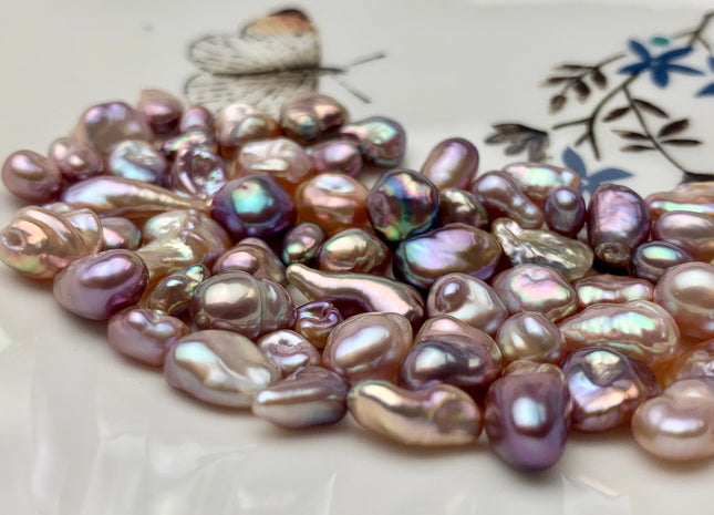 5 Piece AA 5-10 mm High Luster Undrilled Natural Mauve Pink Freshwater Keshi Pearl Beads Genuine Natural Very Rare Keshi Pearls #P1487-A