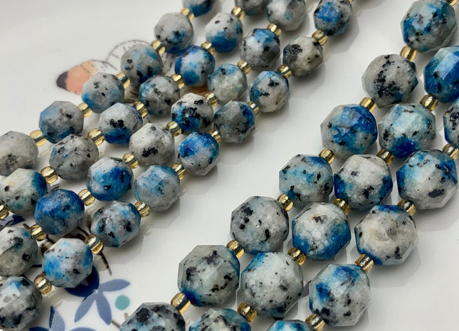 7x8mm 9x10mm Half Strand Faceted Energy Prism Cut K2 Jasper Gemstone Genuine Double Terminated Points Natural Granite K2 Jasper Beads #3663