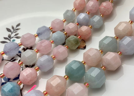 9x10mm 11x12mm AAA Half Strand Faceted Energy Prism Cut Morganite Gemstone Genuine Double Terminated Points Multi Color Morganite Bead #3665