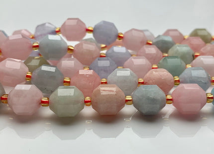 9x10mm 11x12mm AAA Half Strand Faceted Energy Prism Cut Morganite Gemstone Genuine Double Terminated Points Multi Color Morganite Bead #3665