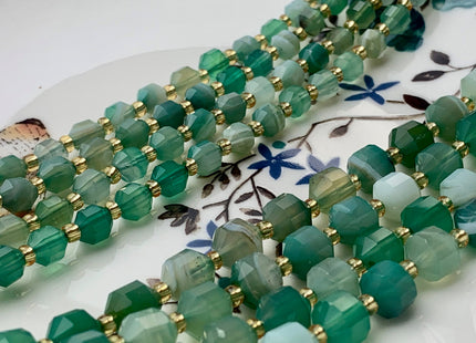 5x6mm 7x8mm Faceted Energy Prism Cut Wave Agate Gemstone Genuine Double Terminated Points Green Color Wave Agate Beads #3669