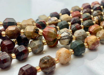 7x8mm AAA Faceted Energy Prism Cut Picasso Jasper Gemstone Genuine Double Terminated Points Red Creek Jasper Beads 39 Pieces #3674
