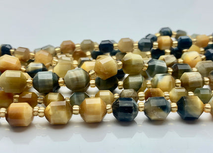 5x6mm 7x8mm AAA Faceted Energy Prism Cut Tiger Eye Gemstone Genuine Double Terminated Points Multi Blue Gray Gold Tiger Eye Beads #3670