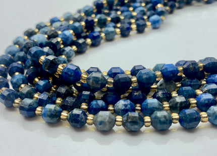 5x6mm Faceted Energy Prism Cut Lapis Gemstone Genuine Double Terminated Points Blue Color Lapis Beads 49 Pieces #3672