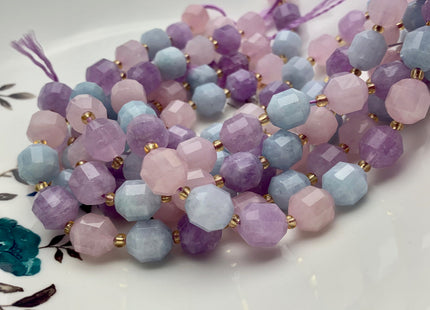 9x10mm Half Strand Faceted Energy Prism Cut Rose Quartz Amethyst Aquamarine Gemstone Genuine Double Terminated Points Multi Color Bead #3666