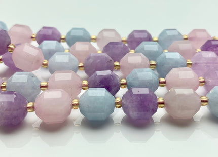 9x10mm Half Strand Faceted Energy Prism Cut Rose Quartz Amethyst Aquamarine Gemstone Genuine Double Terminated Points Multi Color Bead #3666