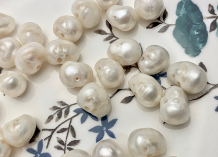 OnePiece 10-11x11-13mm Hand Carved Skull Freshwater Pearl Beads Genuine Natural White Back Half Drilled Pearl For DIY Ring OR Pendant #P1501