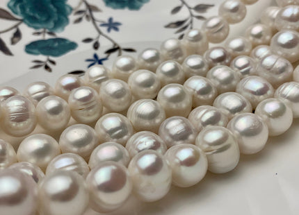 11-12 mm Large Hole Natural White Potato Freshwater Pearl Beads Hole Size 2.2 mm Genuine Large Hole Beads Large Hole White Pearls #P1486