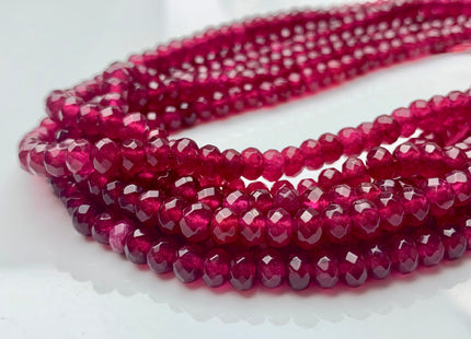 BEST DEAL 4x6 mm Faceted Rondelle Translucent Cranberry Color Agate Gemstone Beads Genuine Agate Gemstone Loose Beads 14 Inches Strand #2766