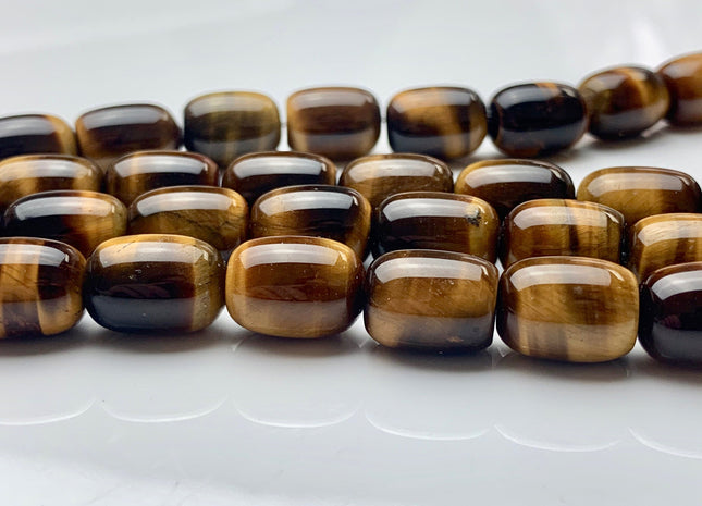 10x14mm Natural Color Smooth Barrel Shape Tiger Eye Gemstone Beads Natural Multi Brown Color Tiger Eye Gemstone Beads 28 Pieces #3681