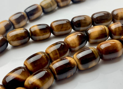 10x14mm Natural Color Smooth Barrel Shape Tiger Eye Gemstone Beads Natural Multi Brown Color Tiger Eye Gemstone Beads 28 Pieces #3681