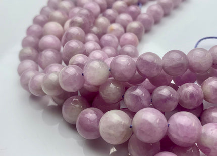 8mm 10mm AAA Half Strand Smooth Round Natural Kunzite Gemstone Beads Genuine Natural Purple Kunzite Beads 8 Inch Strands #3687